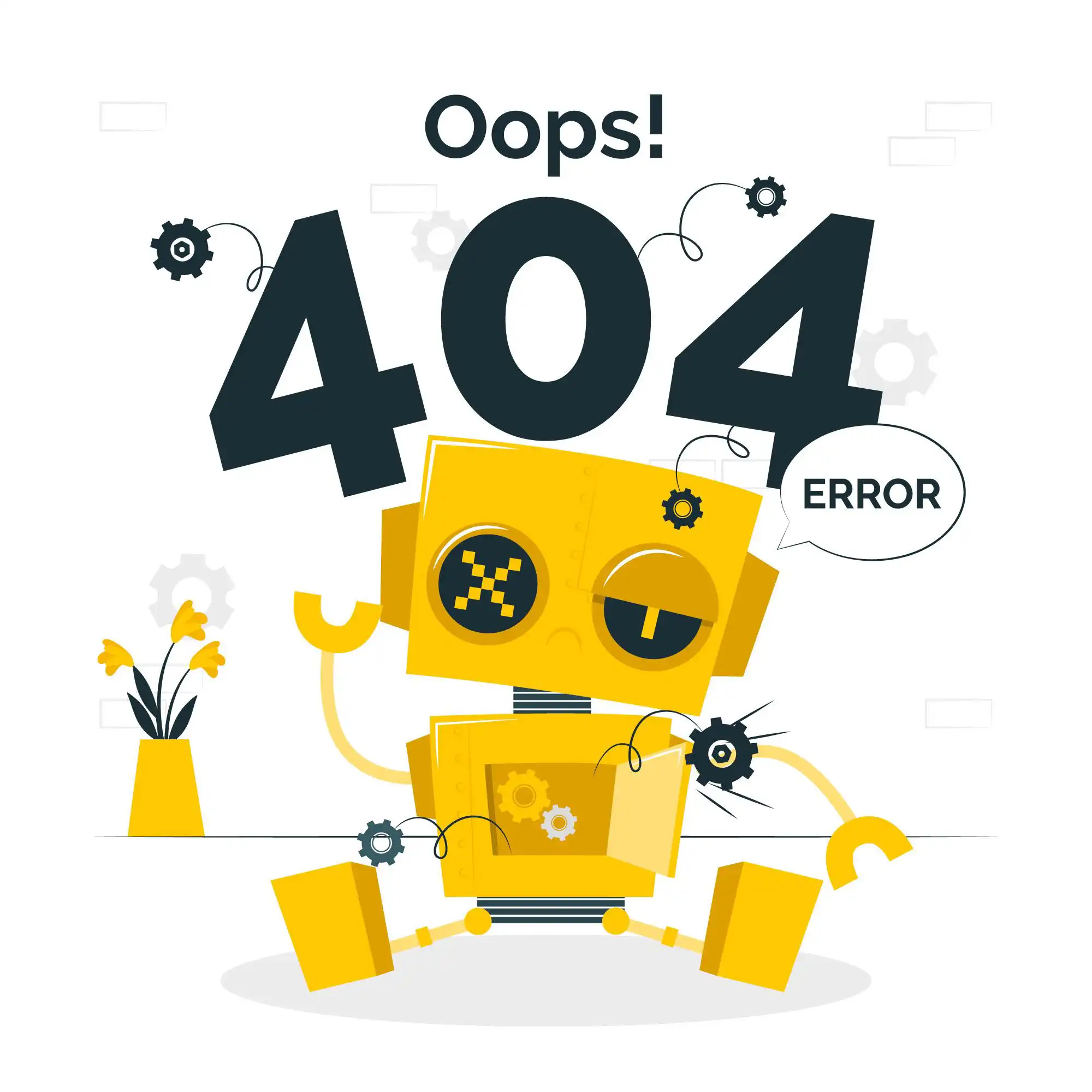 Illustration showing a broken link or lost page - 404 error