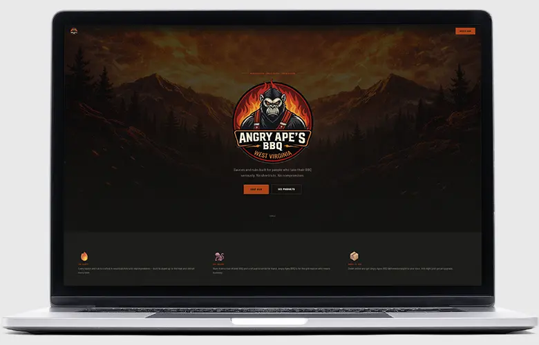 Angry Ape's BBQ website screenshot