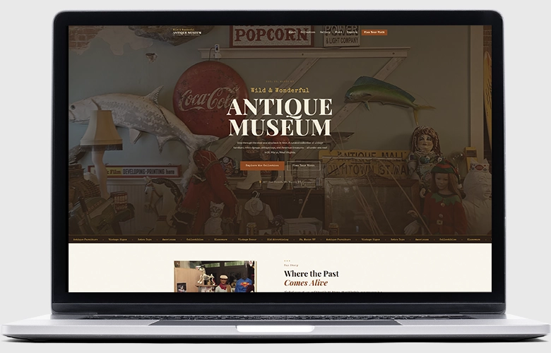 Wild & Wonderful Antique Museum website screenshot